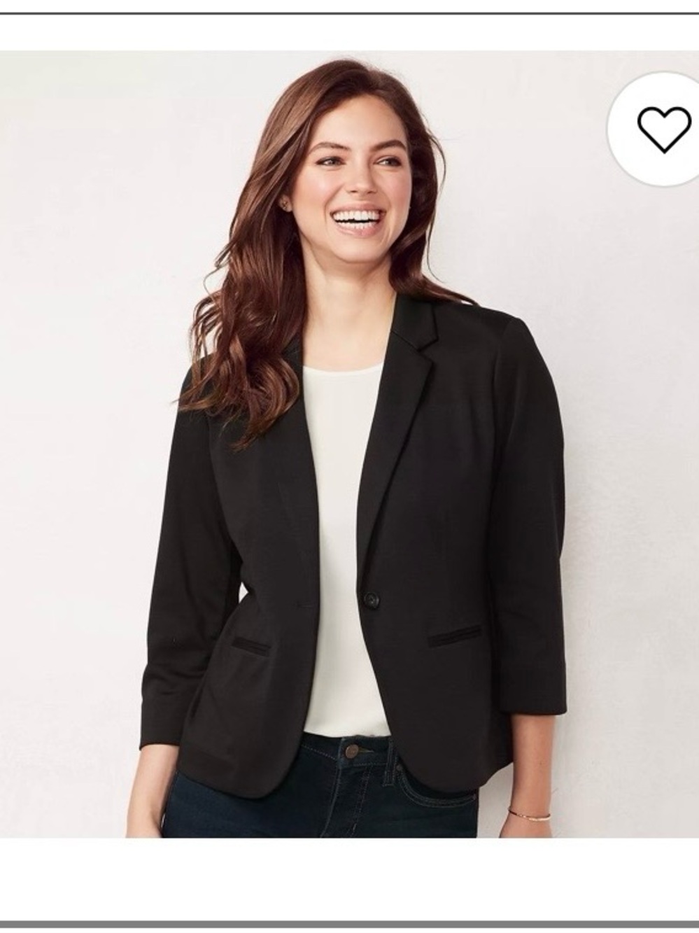 LC Lauren Conrad Black Blazer Jacket Size XL (Approx 14) 3/4 Sleeve Stretch